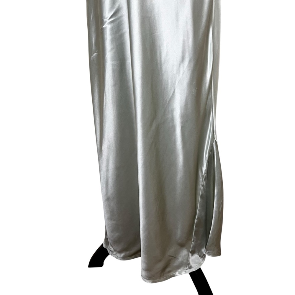 Vintage 90s 100% Silk Slip Maxi Dress | Pistachio Celery Green | Size L | Tweeds - Picture 9 of 12